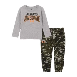 Baby Boy Under Armour "Always Awesome" Graphic Tee & Terry Camo Jogger Pants Set