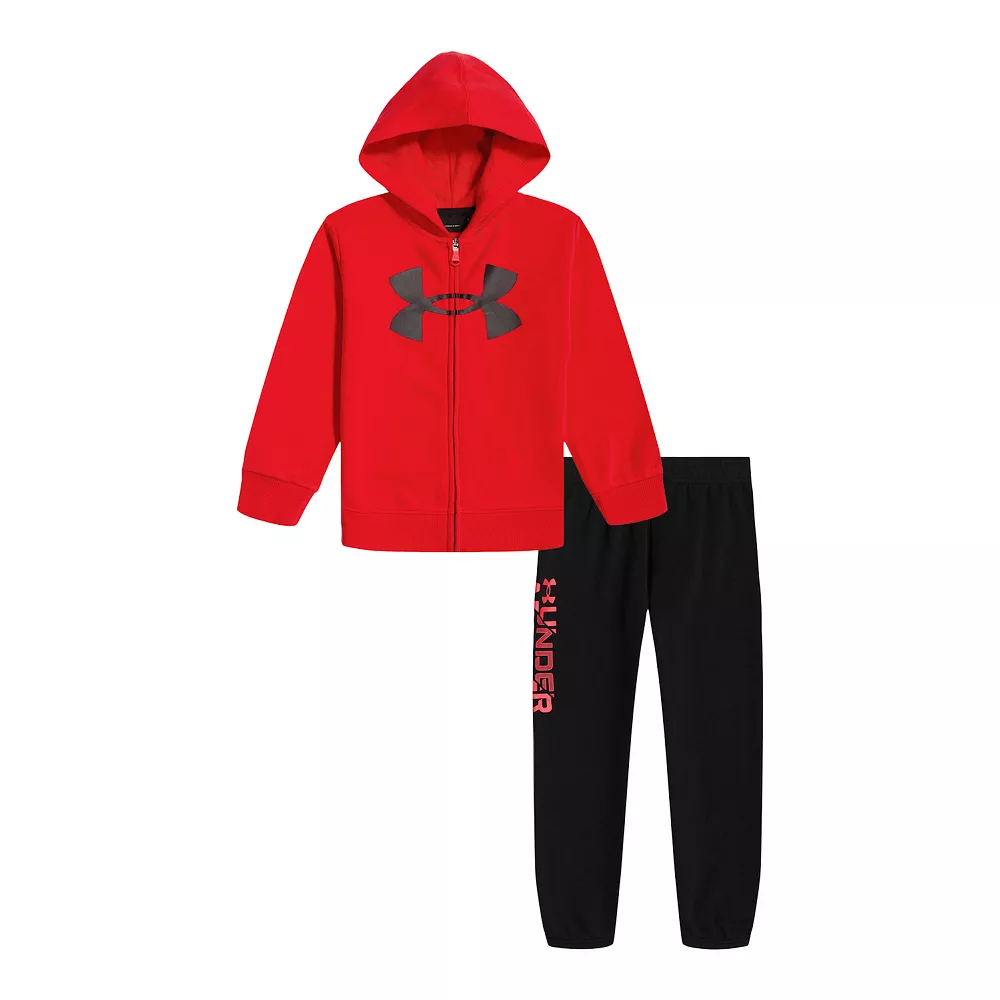Boys 4-7 Under Armour Red & Black Logo Graphic Hoodie & Wordmark Jogger Pants Set